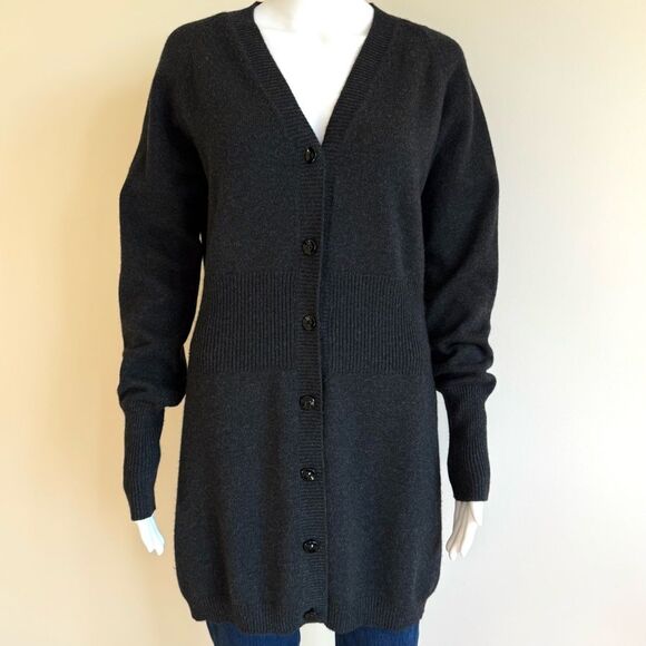 TSE 100% CASHMERE button down CARDIGAN Sweater Gray Sz S - Picture 1 of 8